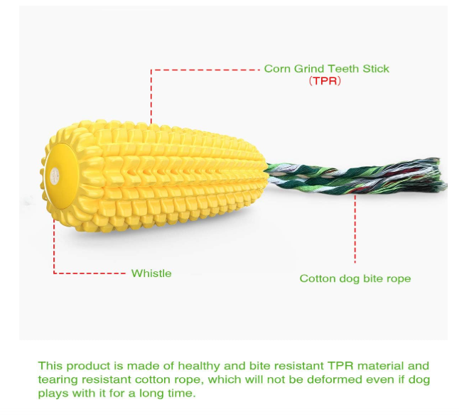 Dog Chew Toys for Aggressive Chewers, Indestructible Tough Durable Squeaky Interactive Dog Toys, Puppy Teeth Chew Corn Stick Toy for Small Medium Large Breed