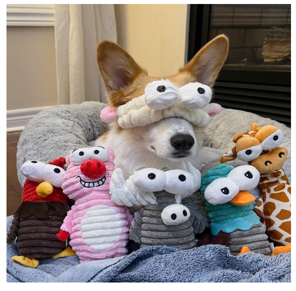 5 pcs Dog Squeaky Toys, 5 Funny Strange Squeak Sounds for 5 Different Animals, Durable Stimulate Toy for Small to Large Dogs