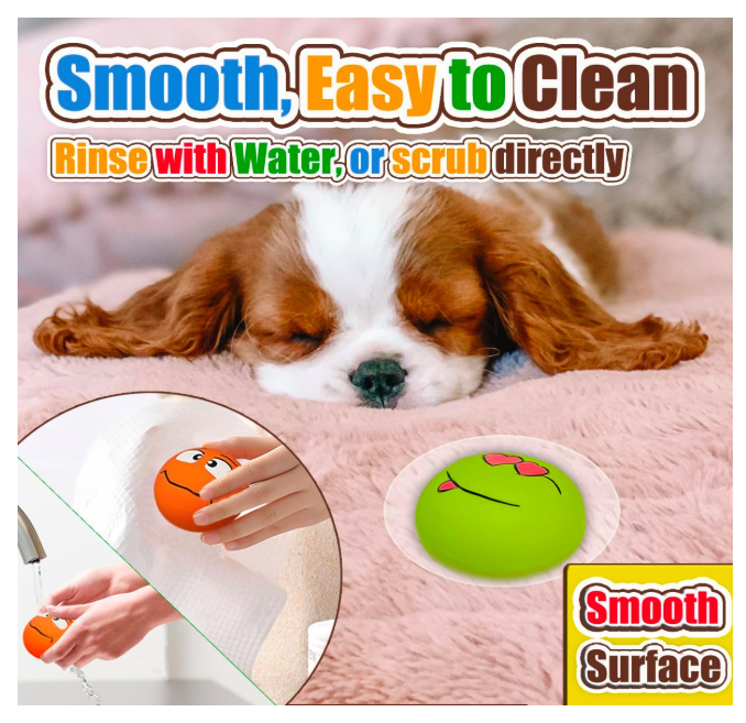 Squeaky Dog Toy for Small Dogs Latex Soft Puppy Toys Small Dog Toys Balls, Smile Face Flat Squeaky Dog Balls for Mini, Small Breeds