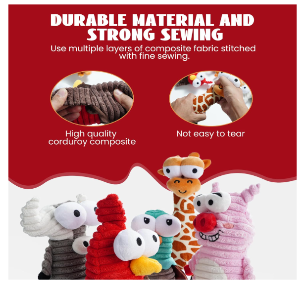 5 pcs Dog Squeaky Toys, 5 Funny Strange Squeak Sounds for 5 Different Animals, Durable Stimulate Toy for Small to Large Dogs