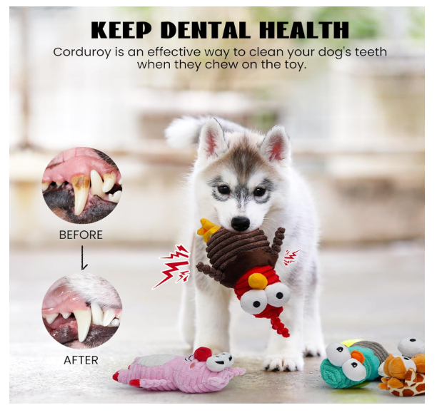 5 pcs Dog Squeaky Toys, 5 Funny Strange Squeak Sounds for 5 Different Animals, Durable Stimulate Toy for Small to Large Dogs